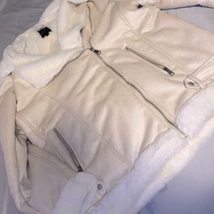 Women’s Cream Sherpa Moto Jacket